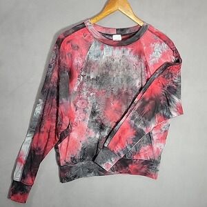 Peyton Jensen Women's Sweatshirt Long Sleeve Red Round Neck 70s Tie Dye XS Retro